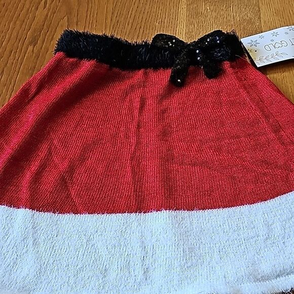 NEW Planet Gold Junior S Santa Knit Mini Skirt Red Elastic Waist Sequin Bow - Picture 2 of 4